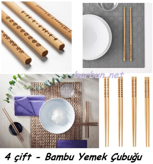 IKEA Trebent Yıkanabilir Bambu Chopstıck Japon Çin Yemek Çubuğu - 3