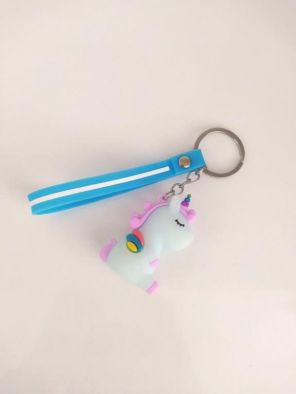 Unicorn Tek Boynuzlu At Silikon Anahtarlık Çanta Süsü Oyuncak - 2