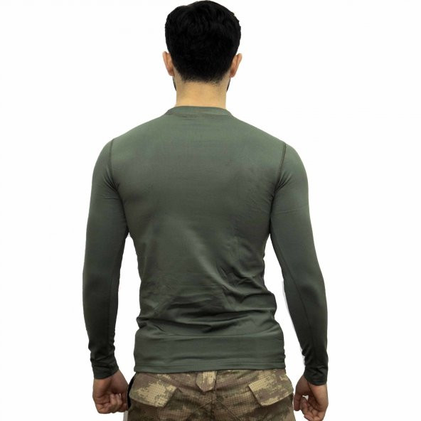 Haki Askeri Termal Microfiber Uzun Kol Tişört- Mikrofiber - Resim 3