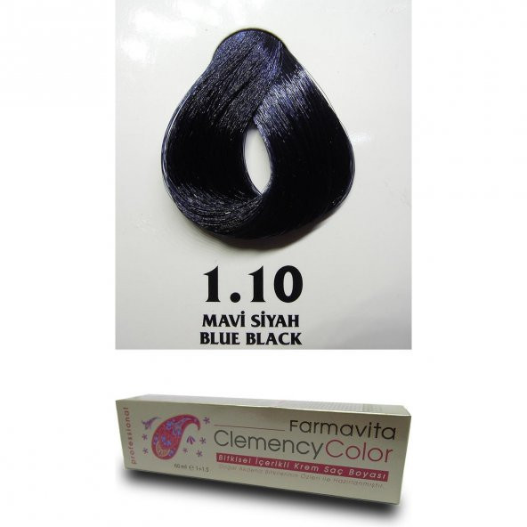Farmavita Clemency Color Saç Boyası 60ml  1.10 Mavi Siyah - 2