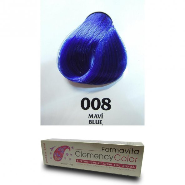 Farmavita Clemency Color Saç Boyası 60ml 008 Mavi - Resim 2