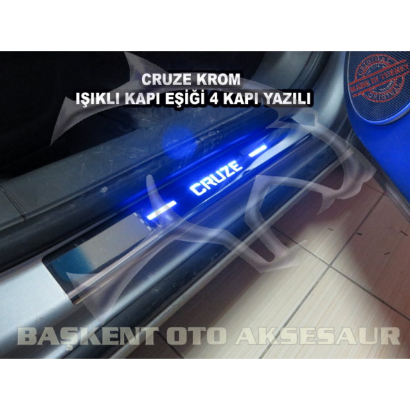 Chevrolet Cruze HB Krom Işıklı Ledli Kapı Eşiği 4 Parça 2011 Üzeri Paslanmaz Çelik