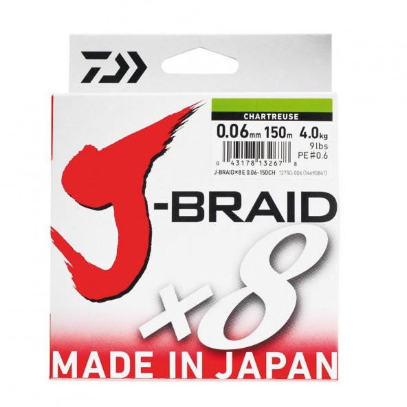 Daiwa JBraid 8B Chartreuse 150m 0.10 mm İp Misina