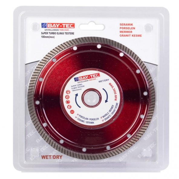 Bay-Tec MK0286 Süper Turbo Elmas Testere Kesici Disk 180Mm(İnce) - 2