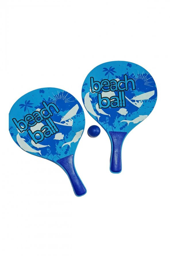 Plaj Tenis Raket Seti ( 2 Raket 1 Top) Mavi