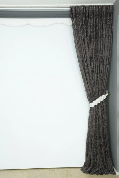 SULTAN 2 MODEL KOYU VİZON RENK TEK KANAT Hazır dikilmiş Pileli Fon Perde 300*260 cm - Resim 6