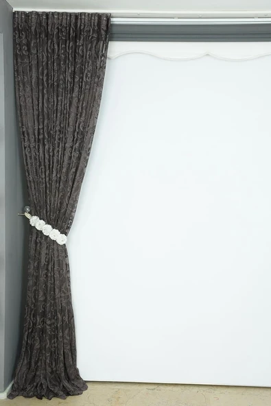 SULTAN 2 MODEL KOYU VİZON RENK TEK KANAT Hazır dikilmiş Pileli Fon Perde 300*260 cm - Resim 5