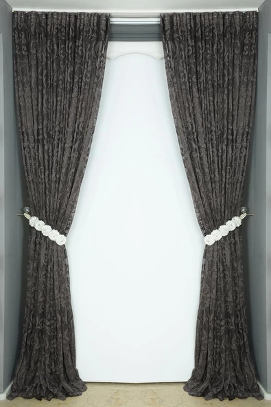 SULTAN 2 MODEL KOYU VİZON RENK TEK KANAT Hazır dikilmiş Pileli Fon Perde 300*260 cm - Resim 7