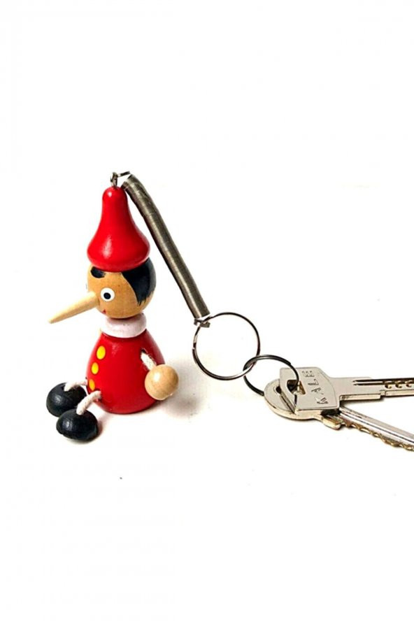 Ahşap Yaylı Zıpzıp Pinokyo Anahtarlık & Çanta Aksesuarı - Resim 6