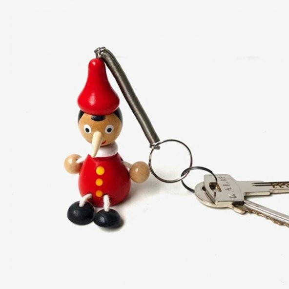 Ahşap Yaylı Zıpzıp Pinokyo Anahtarlık & Çanta Aksesuarı - Resim 2