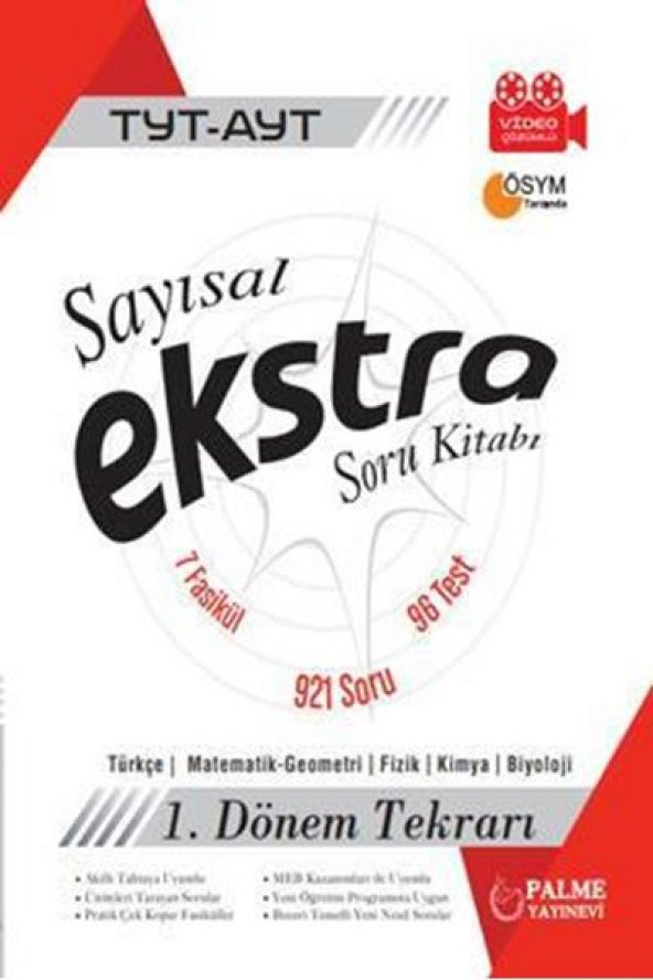 PALME YKS TYT AYT SAYISAL EKSTRA SORU KİTABI 1.DÖNEM TEKRARI *YENİ*