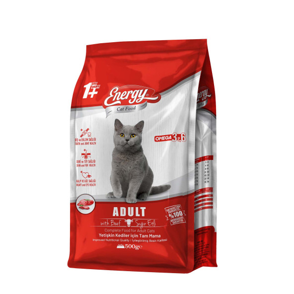 Cat Food Energy 500 g Sığır Etli Yetişkin Kedi Maması