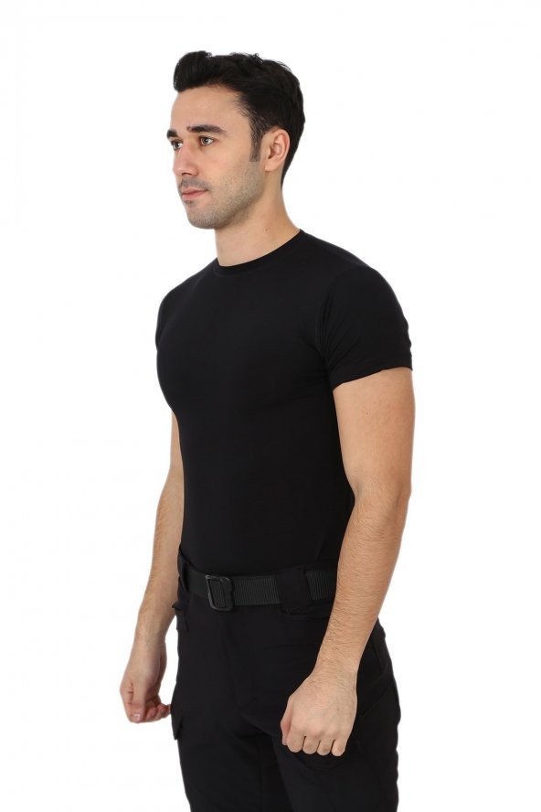 Erkek Siyah Microfiber T Shirt Kısa Kol Micro Spor Outdoor T Shirt - 2