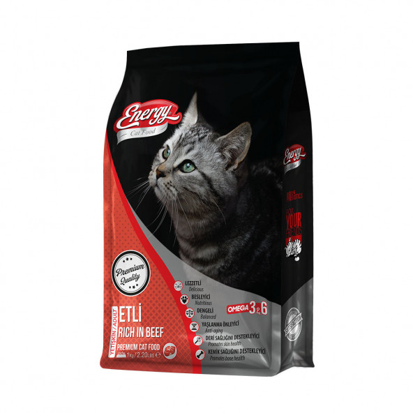 Cat Food Energy 1 kg Sığır Etli Yetişkin Kedi Maması