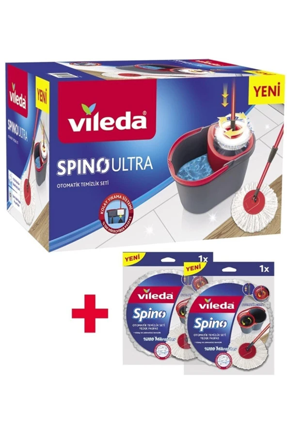 Vileda Spino Ultra Otomatik Temizlik Seti + 2 Yedek Paspas