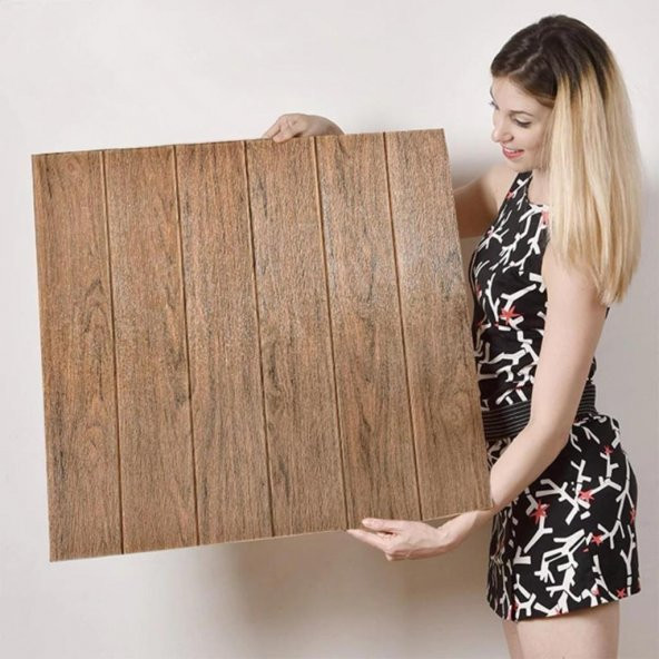 Renkli Duvarlar Ahşap Desen 3D Kendinden Yapışkanlı Salon Koridor Duvar Kağıdı Paneli NW84