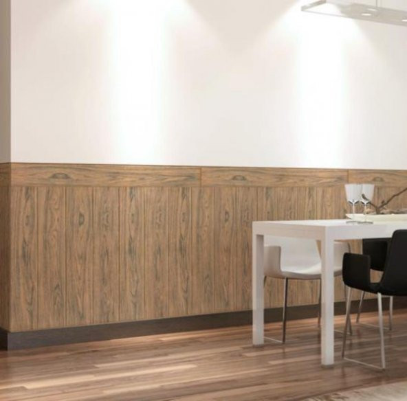 Renkli Duvarlar Ahşap Desen 3D Kendinden Yapışkanlı Salon Koridor Duvar Kağıdı Paneli NW84 - 4