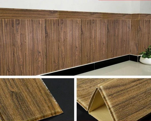 Renkli Duvarlar Ahşap Desen 3D Kendinden Yapışkanlı Salon Koridor Duvar Kağıdı Paneli NW84 - 5