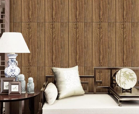 Renkli Duvarlar Ahşap Desen 3D Kendinden Yapışkanlı Salon Koridor Duvar Kağıdı Paneli NW84 - 7