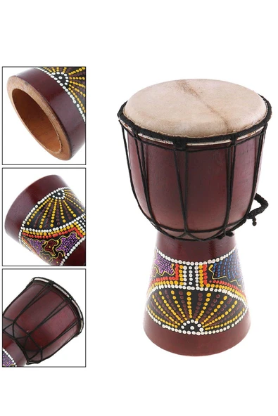 Djembe Davul Darbuka Renkli Afrika El Yapımı 30cm Çocuk Bongo Kongo - 7