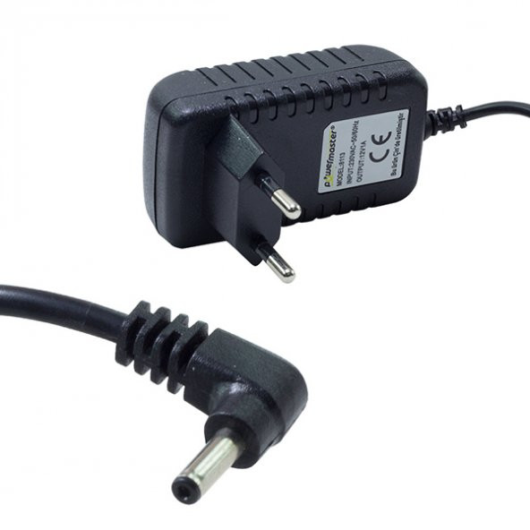 POWERMASTER PM-8113 12 VOLT - 1 AMPER İNCE UÇLU PRİZ TİPİ ADAPTÖR  3.5*1.35 UÇ