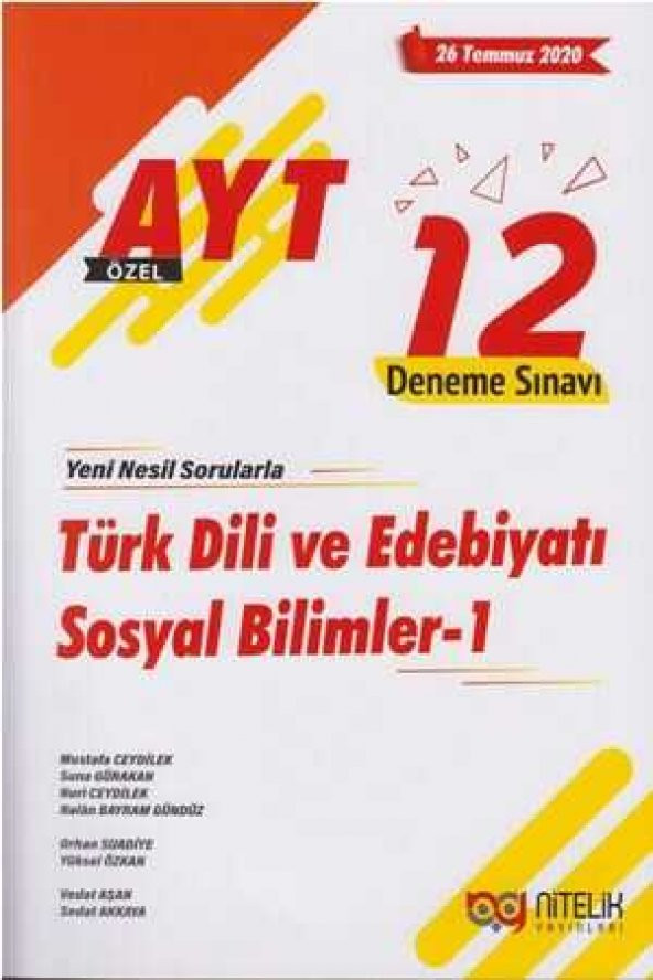 NİTELİK YKS AYT TÜRK DİLİ VE EDEB.SOSYAL BİL.-1 12 DENEME SINAVI *ÖZEL*