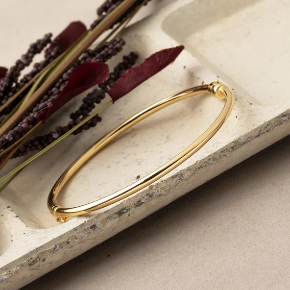 Klasik Boru Kelepçe Altın Bilezik - Resim 4