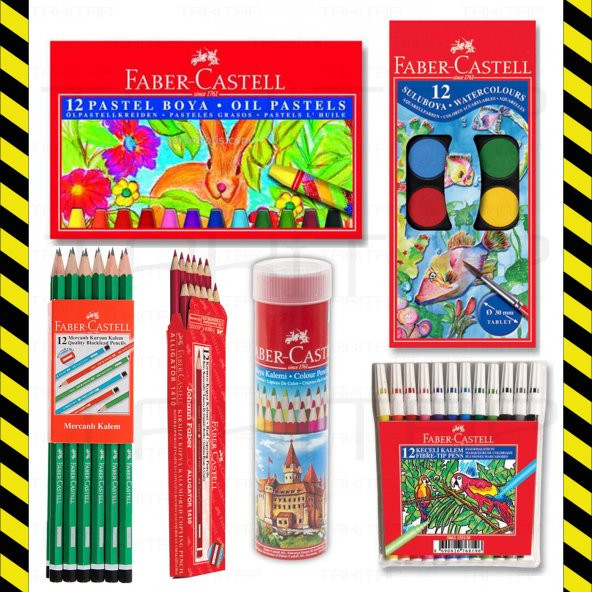 FABER CASTELL 6 PARÇA SET OKUL KIRTASİYE KURU SULU BOYA KALEM