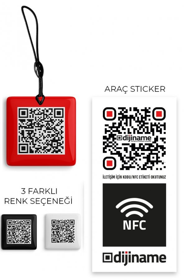 Araç Kiti Dijital Kartvizit Etiketi ve Anahtarlık-NFC+QR
