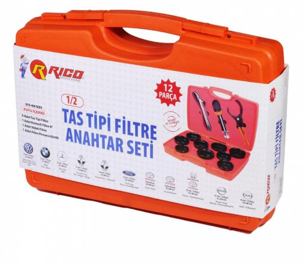 Rico KK1233 Taş Tipi Filtre Anahtar Seti Takımı 1/2" 12 Parça - 2