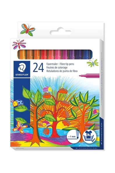 Staedtler Keçeli Kalem 1 mm 24 Renk Karton Kutu