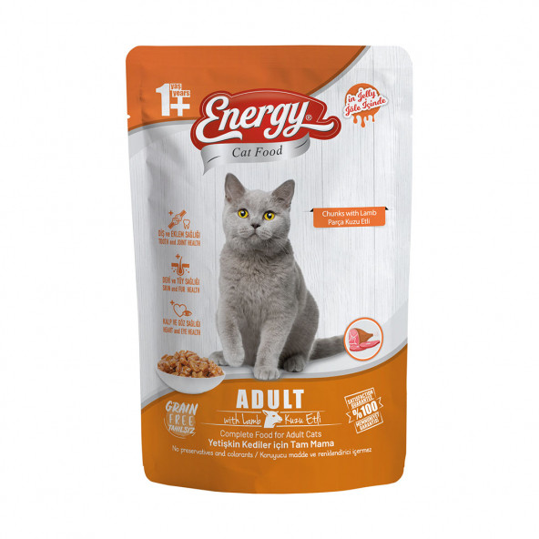 Energy 85 g Kuzu Etli Yetişkin Yaş Pouch Kedi Maması