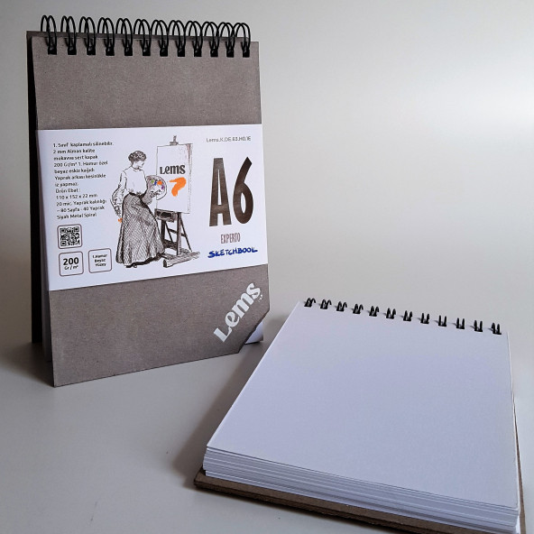 Lems EXPERTO A6 200 Gr/m² 80 Sy Sert Kapak Sketchbook Eskiz Defteri Sketch Book