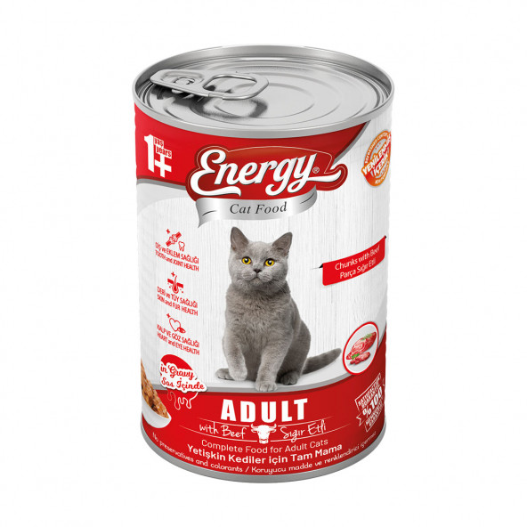 Energy 400 g Sığır Etli Yetişkin Yaş Konserve Kedi Maması