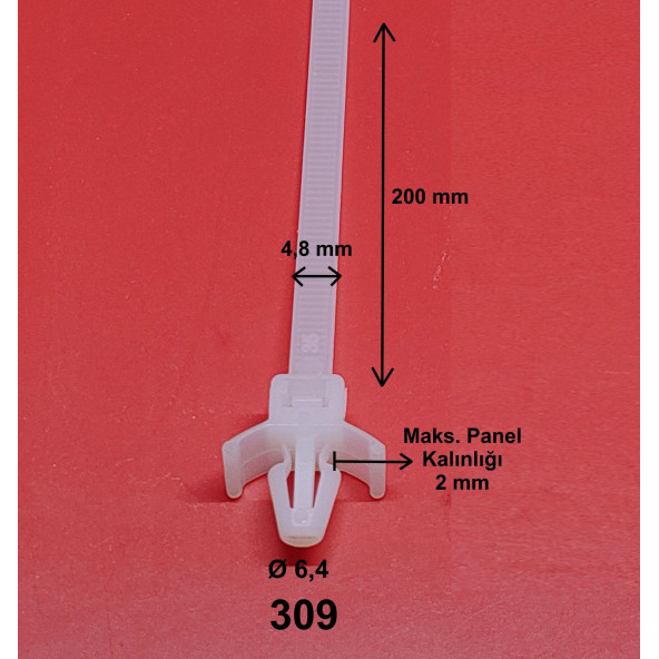Dübelli Kablo Bağı 4.8X200 PKDB_309 Çap 6,4 1.000 Adet - 2