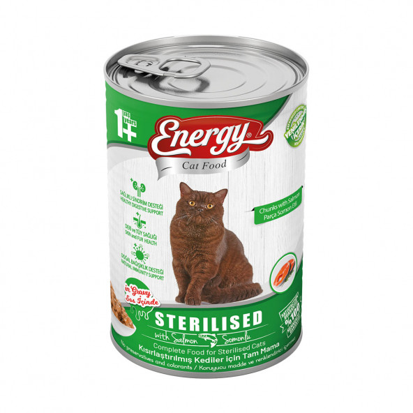 Energy 400 g Somonlu Kısırlaştırılmış Yaş Konserve Kedi Maması