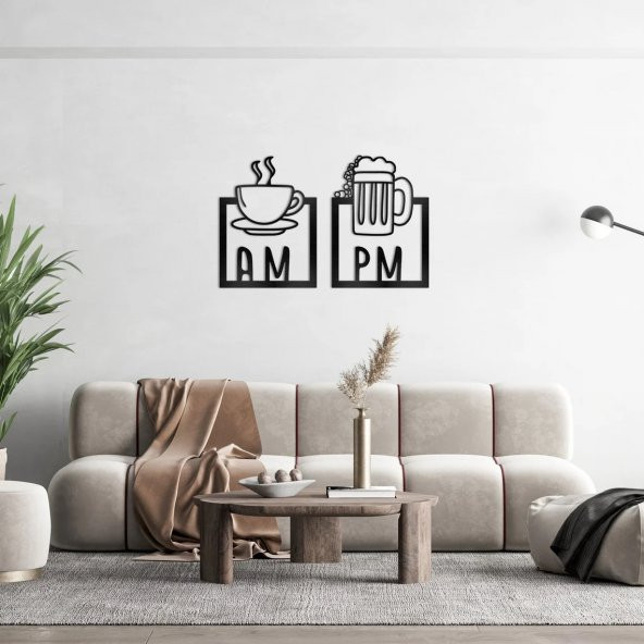 Dekoratif Metal Duvar Süsü Minimalist AM-PM Dekor - 3