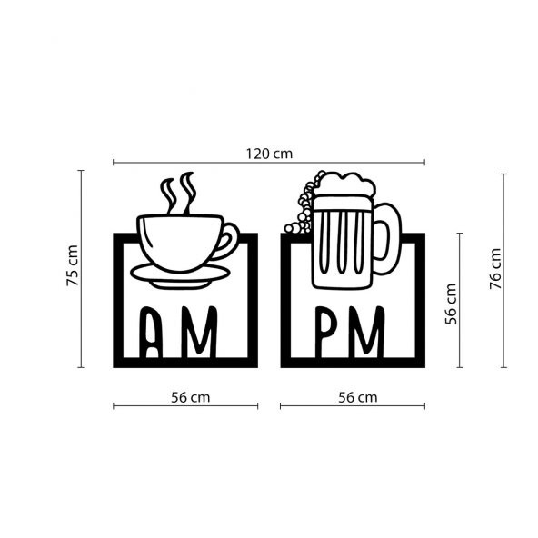 Dekoratif Metal Duvar Süsü Minimalist AM-PM Dekor - 6