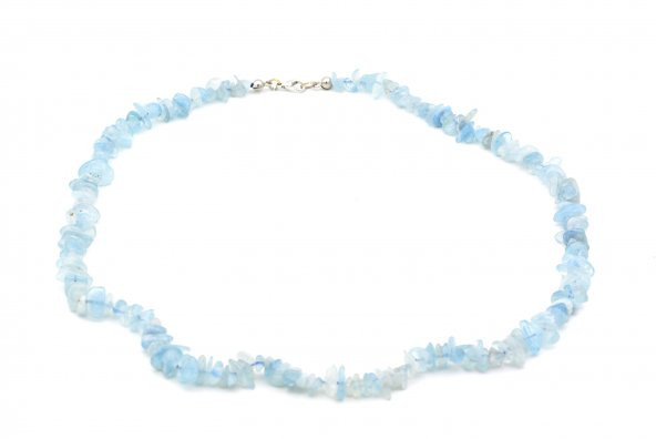 HAKİKİ DOĞAL KIRIK TAŞ AKUAMARİN TAŞI BİLEKLİK VE KOLYE SETİ - Resim 2