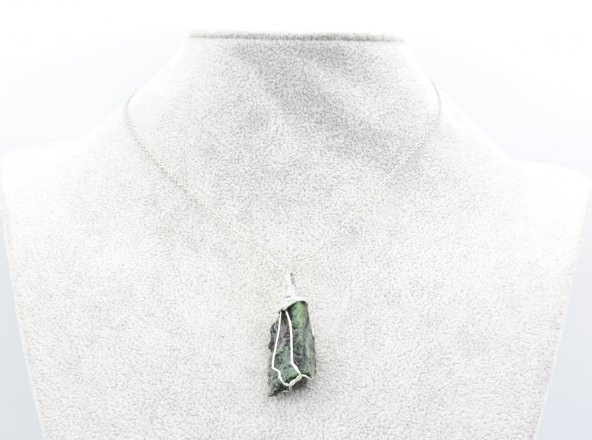 HAKİKİ DOĞAL ANYOLİT KOLYE UCU (RUBY ZOİSİT) DOĞAL TAŞ 006 - Resim 2