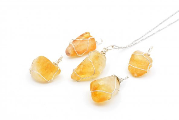 HAKİKİ TEL SARMALI DOĞAL SİTRİN KOLYE UCU 1.KALİTE 001