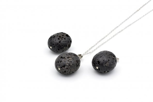 HAKİKİ DOĞAL SİYAH LAV TAŞI KOLYE UCU 1.KALİTE ürün görseli 1