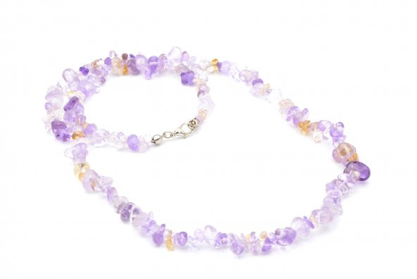 HAKİKİ DOĞAL KIRIK TAŞ AMETRİN TAŞI KOLYE 1.KALİTE ürün görseli 1