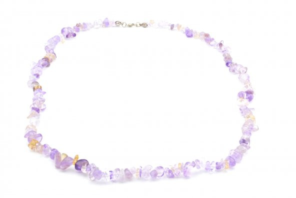 HAKİKİ DOĞAL KIRIK TAŞ AMETRİN TAŞI KOLYE 1.KALİTE - Resim 2