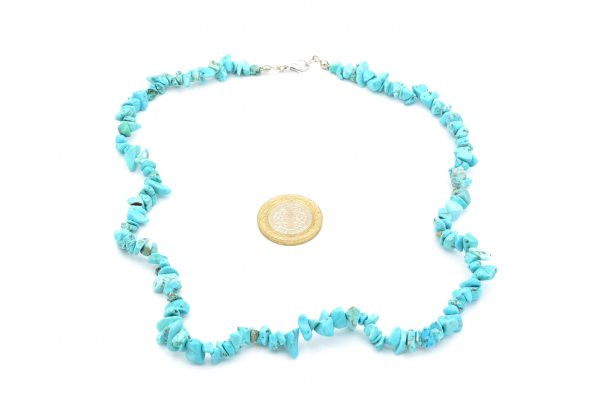 DOĞAL KIRIK TAŞ TURKUAZ KOLYE 1.KALİTE DOĞAL TAŞ - 3