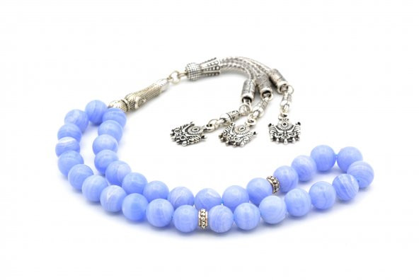 HAKİKİ DOĞAL KALSEDON TESBİH 1.KALİTE DOĞAL TAŞ 001 - 3