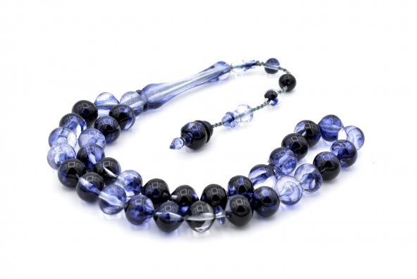 USTA İŞİ SIĞIRCIK KESİM ŞEFFAF LACİVERT UÇAK CAMI TESBİH - Resim 2