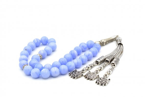 HAKİKİ DOĞAL KALSEDON TESBİH 1.KALİTE DOĞAL TAŞ 001 - 2