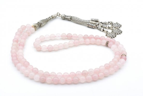 HAKİKİ DOĞAL 99 LUK PEMBE KUVARS TESBİH 1.KALİTE - Resim 3