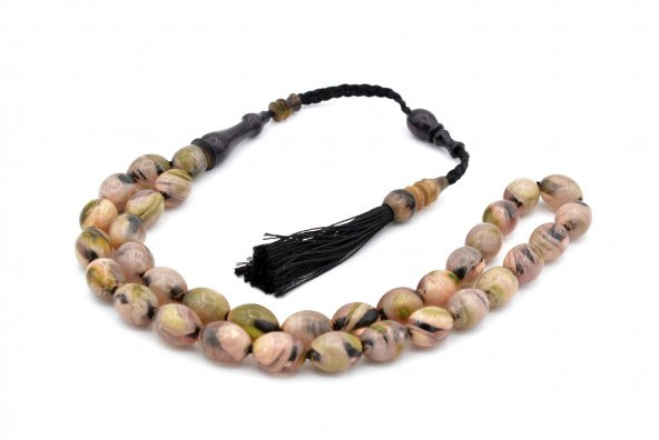 USTA İŞİ SİSTEMLİ BEYZİ KESİM HARELİ BEJ SIKMA KEHRİBAR TESBİH 081 - Resim 3